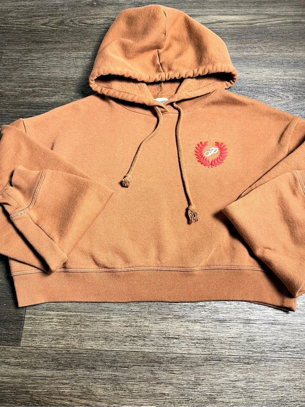PINK Cropped Hoodie in Brown Like New
